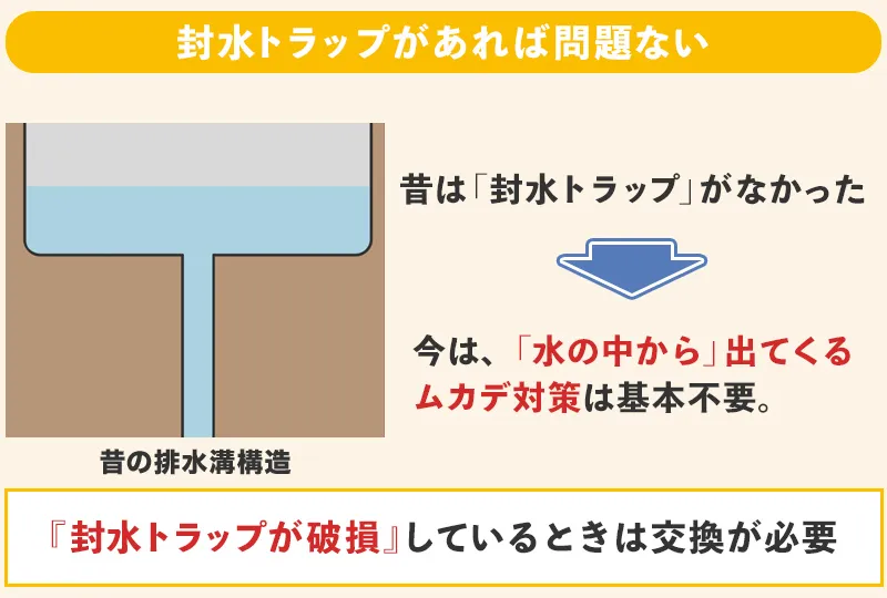 シンク排水溝のムカデ対策は排水トラップがあれば基本は問題ない